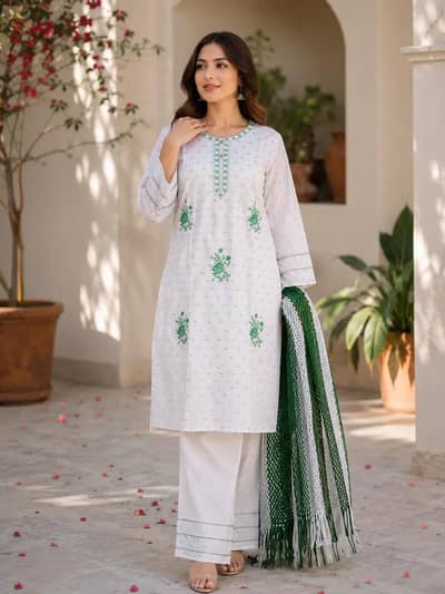 14 august 3 pcs women stitched fancy embroidered suit