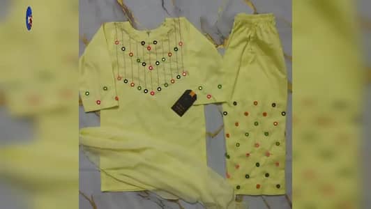 – Kids Lemon Yellow Mirror Work 2 Piece Suit