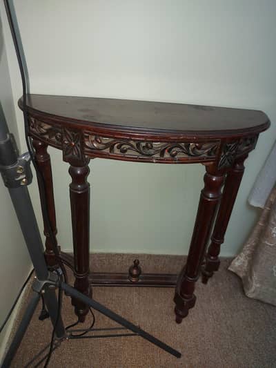 console with wood mirror
