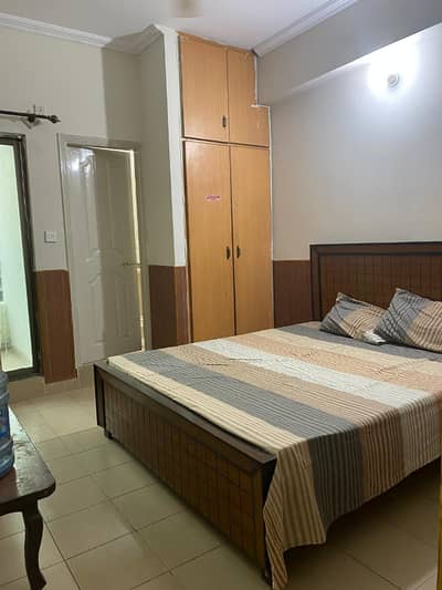 Furnished 2 beds flat for rent in main markaz