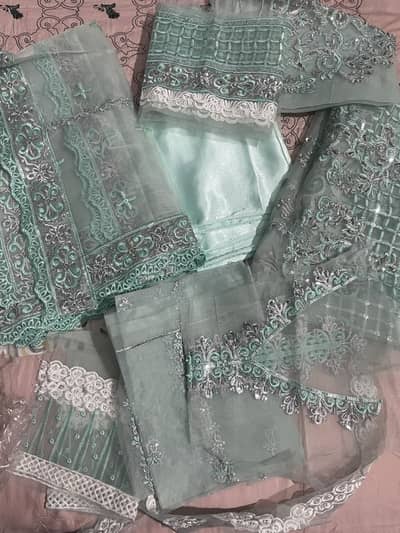 Luxury party wear aqua colour