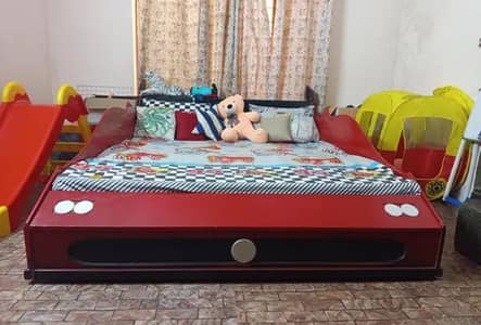 Solid wood kids car bed set