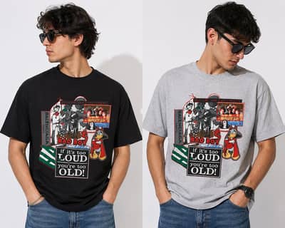 Men's Black Graphic Printed T Shirt Round Neck Premium Oversized. . . XXL