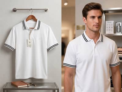 Men's White Quarter Button Polo Shirt Studio Back Print XXL