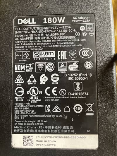 Original Dell 180W Charger (7.4mm Big Round Pin) Gaming / Latitude