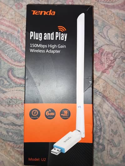 ​Tenda U2 150Mbps High Gain WiFi USB Adapter (6dBi Antenna) - Like New