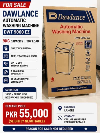 Dawlance Automatic Washing Machine DWT 9060 EZ – Brand New (9KG)