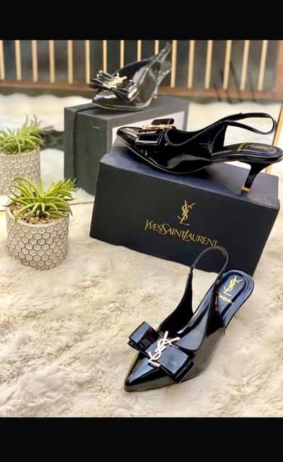 Black Bow Heels for Women with Gold Hardware