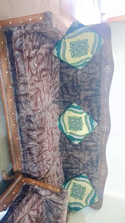 Walnut wood sofa 5 seater