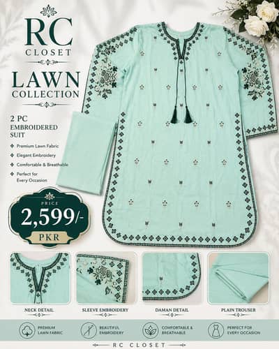2pc Embroidery dress