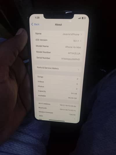 Apple iPhone XS Max PTA prove 64gb 10/10 only batry change Baki total
