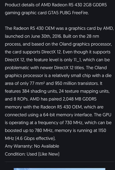 Amd radeon r5 430
