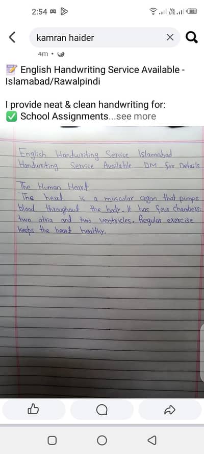 Professional Handwriting Service - Rs 15/page - Islamabad