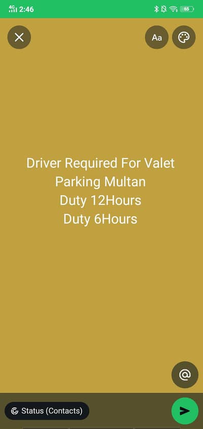 Driver Required for Valet parking