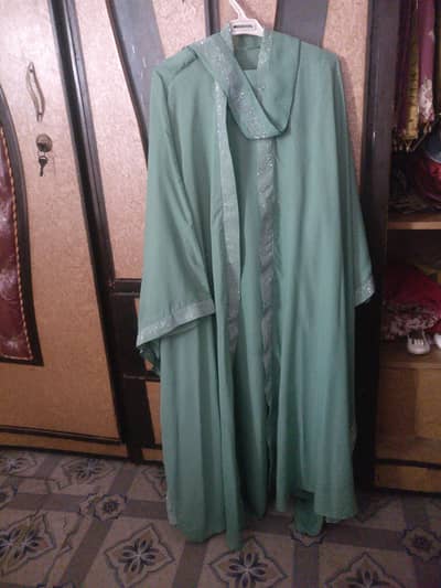 kaftan pista color 3 pice abya