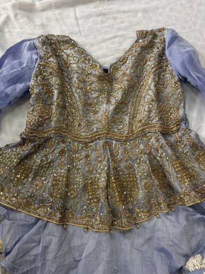 Elegant Powder Blue & Gold Formal Dress – Worn Once