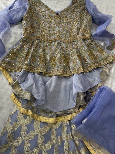 Elegant Powder Blue & Gold Formal Dress – Worn Once