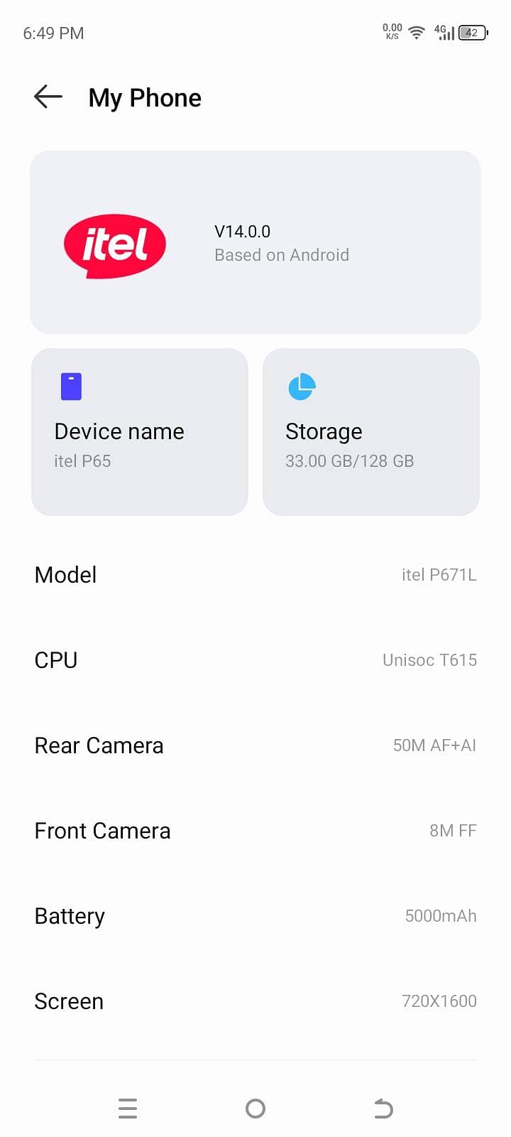 Itel P65 7