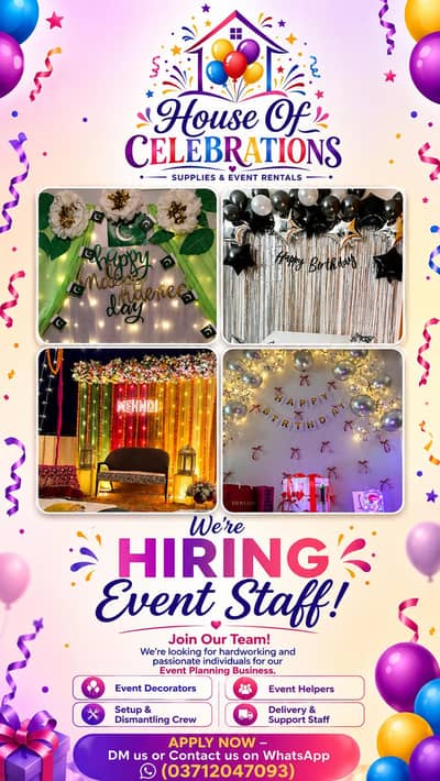Event planning helpers required
