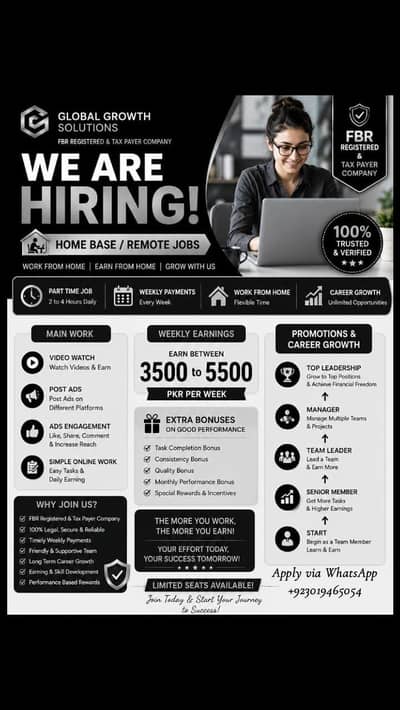 Work From Home Job | Online Earning 30k–70k | Part Time & Full Time Jo
