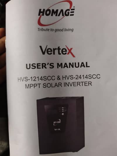 Homage Vertex HVS-2414SCC 1800W Solar UPS/Inverter Excellent Condition