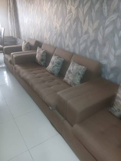 Lounge Jute fabric 5 seater sofa.