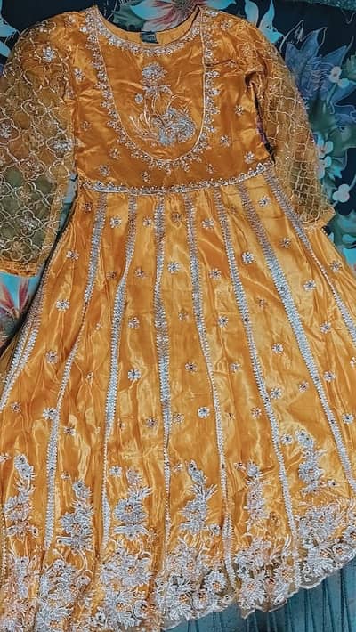 Mustered yellow Heavy Embroidered Maxi.