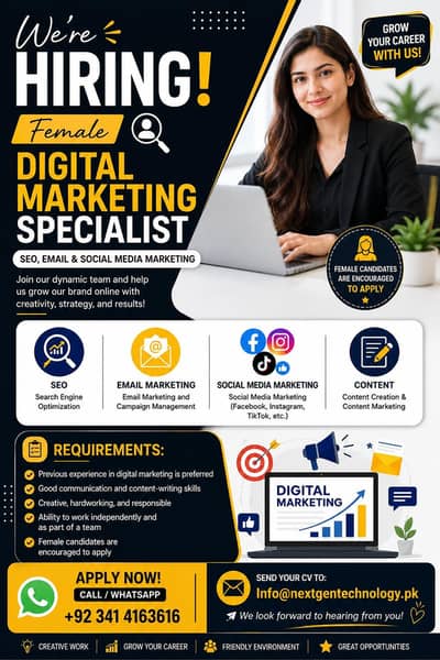 Female Digital Marketing Specialist-SEO, Email Marketing