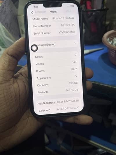 I phone 13 pro max pta 99 health 256gb