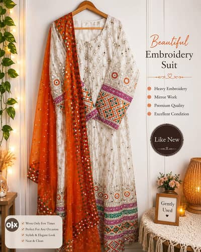 Beautiful White Embroidered Suit