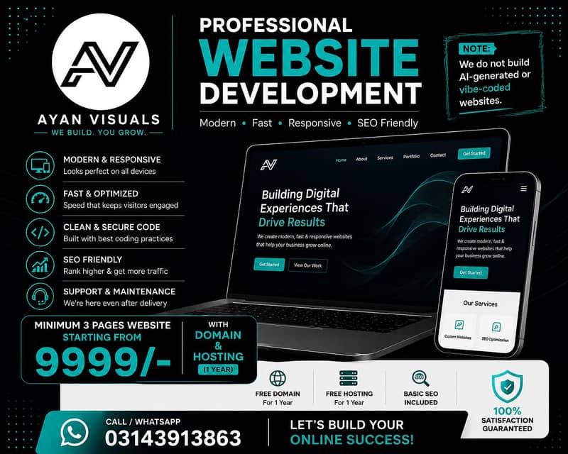 Professional Website Development | Custom Coded Website from Rs. 9,999 0