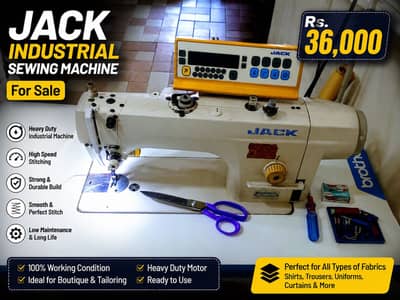 JACK Industrial Sewing Machine – Heavy Duty– 100% Working – Rs. 36,000