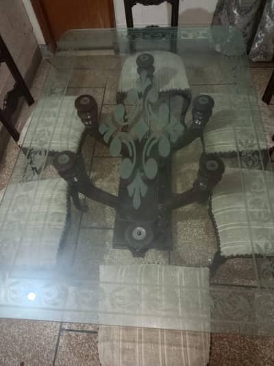 6-Seater Solid Wood Dining Table Set for Sale