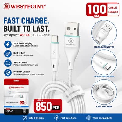 Westpoint WP-341 USB Type-C Fast Charging Cable 100CM | Original | New