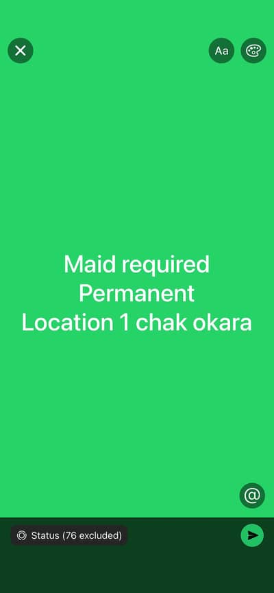Maid required full time permanent