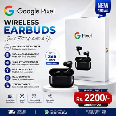 Google Pixel Wireless Earbuds | ANC | Bluetooth 5.2 | New | Rs. 2200