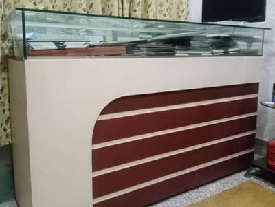 office or shop counter with glass box
