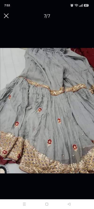 bridal gharara with dupatta and potli