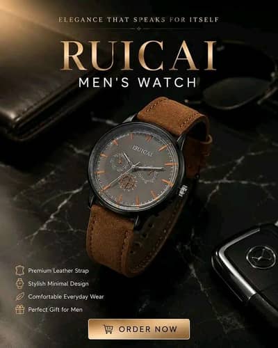 RUICAI Men’s Watch ​RUICAI Classic Leather Watch