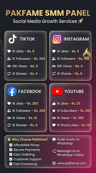 PakFame SMM– Instagram,TikTok,YouTube Followers,Views,Likes | Cheapest