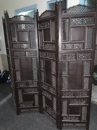 Hand Curved Pure Tali Wooden Jali. Folding partition screen