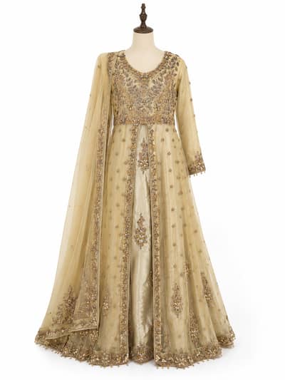 Luxury Champagne Gold Walima Bridal Dress | Worn Once