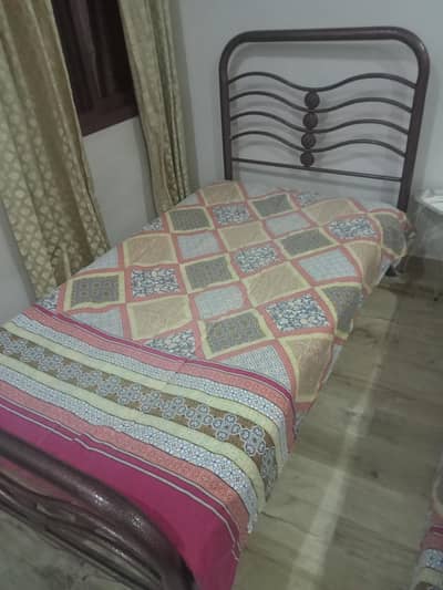 Iron Single Bed With Mattress For Urgent Sale