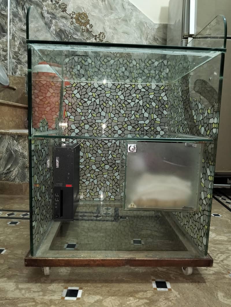 glass computer trolley, computer table 1
