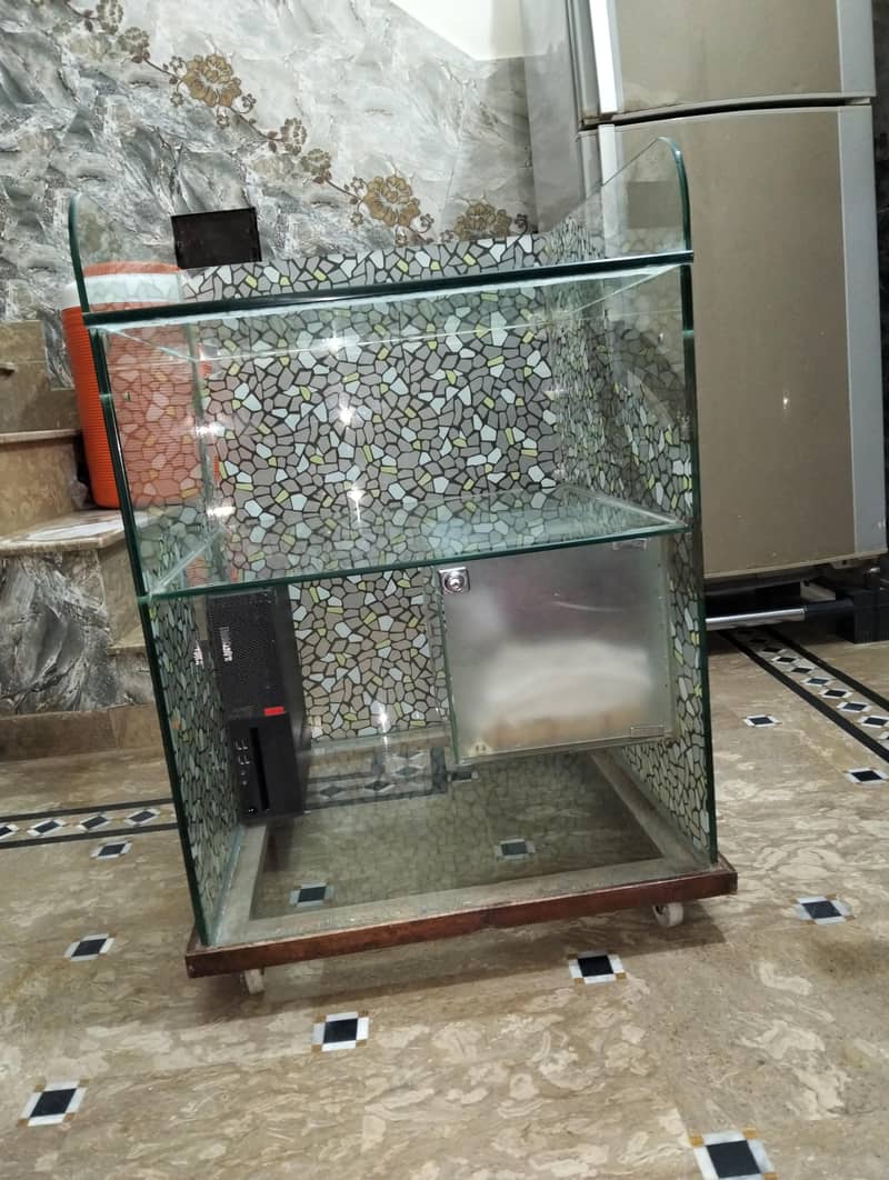 glass computer trolley, computer table 3