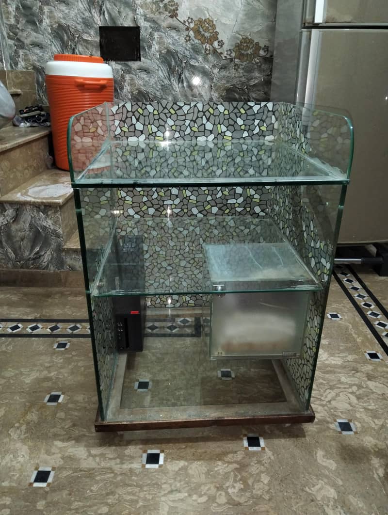 glass computer trolley, computer table 4