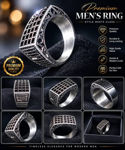 Stainless steel signet design ring