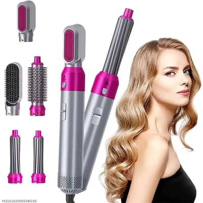 *Product Name*: 5-in-1 Hair Curler & Straightener Pink Silver ABS