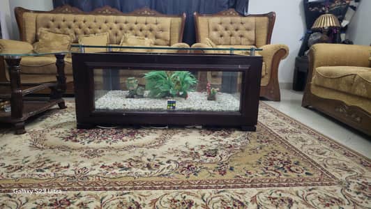 7 Seater Sofa , 1 centre Table Aquarium style, 1 book rack and Fish Aq