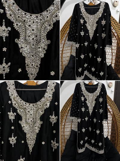Black Heavy Handwork Party Wear